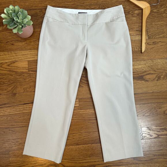 Express Cropped Ankle Tan Editor Mid Rise Pants - Picture 1 of 8